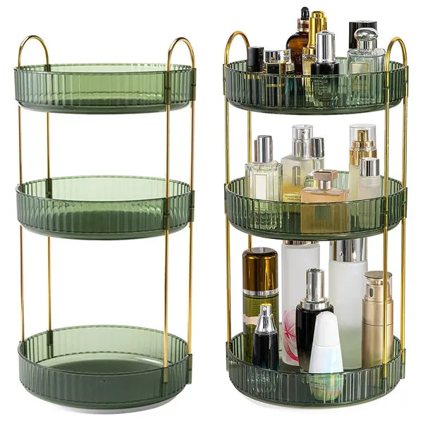 3-Tier Rotating Makeup Organizer Tray